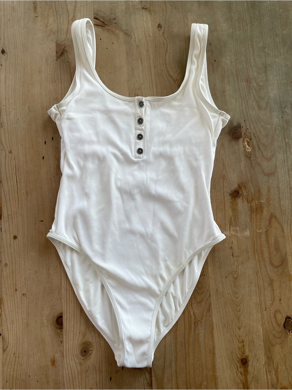 L*Space Ribbed Henley One Piece Swimsuit Coastal Luxe Small